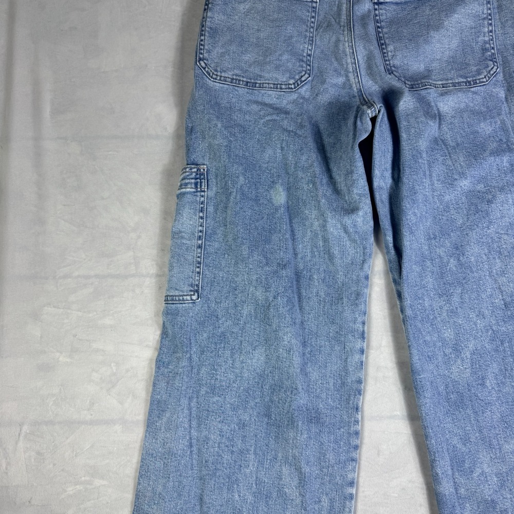 American Eagle Womens Baggy Wide-Leg Cargo Jeans Blue‎ Denim Stretch 8 Regular - Picture 7 of 16